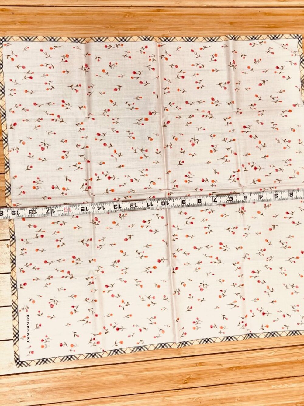 New Never Worn Burberry Neck-kerchief cotton 19.5" Pink Peach  Floral Nova (96 - Picture 8 of 9